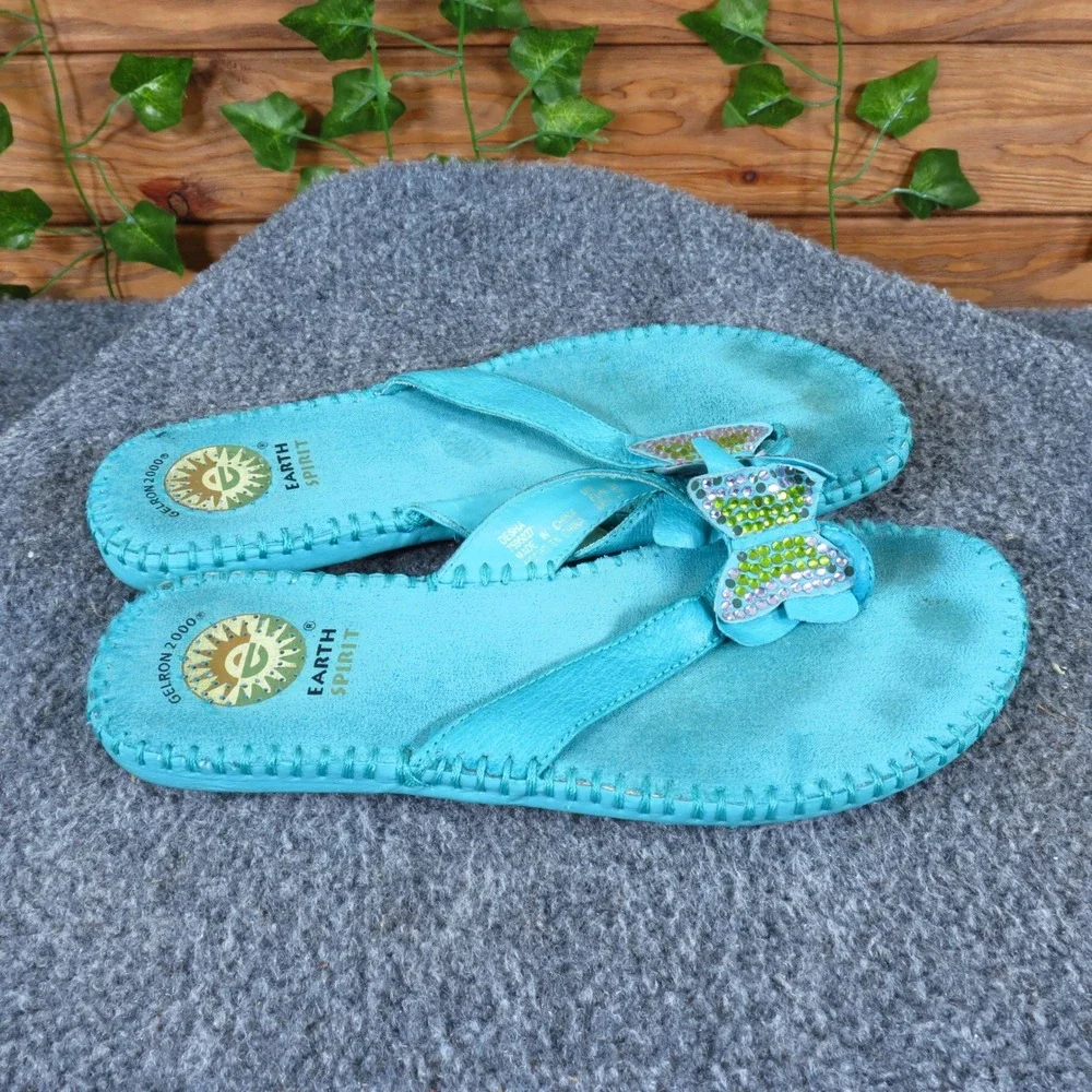 Earth Spirit Desha Women Sandal 5 Casual Comfort Butterfly Turquoise Leather‎